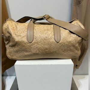 Charles Jourdan Embossed Leather Mini Weekender / Duffle Satchel